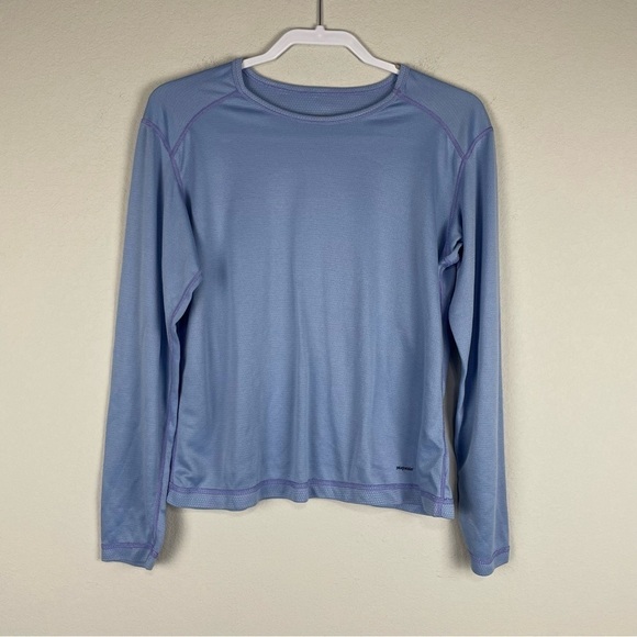 Patagonia Blue Long Sleeve Capilene Crew Neck Top Size Large - Picture 1 of 7